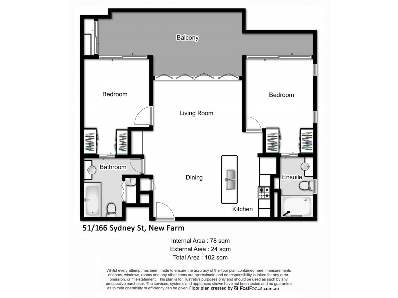 51/166 Sydney Street, New Farm QLD 4005 Floorplan