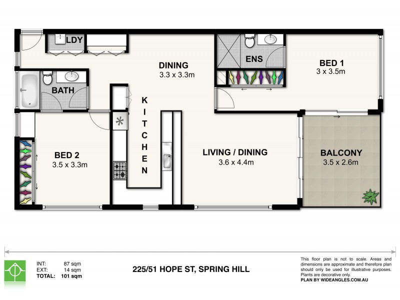225/51 Hope Street, Spring Hill QLD 4000 Floorplan