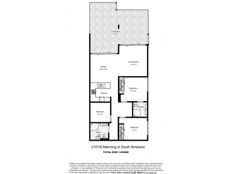 2101/6 Manning Street, South Brisbane QLD 4101 Floorplan