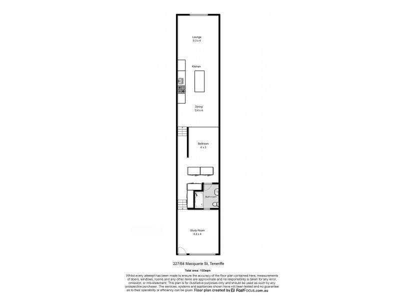 227/64 Macquarie St, Teneriffe QLD 4005 Floorplan