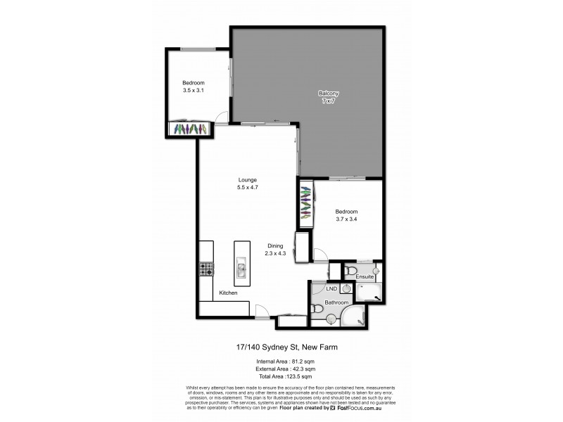 17/140 Sydney Street, New Farm QLD 4005 Floorplan