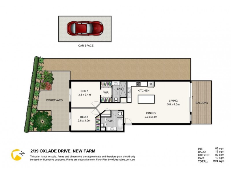 2/39 Oxlade Drive, New Farm QLD 4005 Floorplan