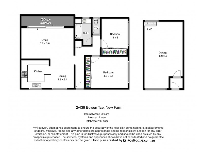2/439 BOWEN TERRACE, New Farm QLD 4005 Floorplan