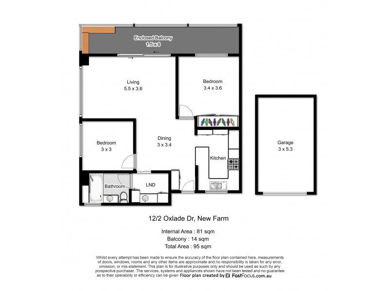 12/2 Oxlade Drive, New Farm QLD 4005 Floorplan