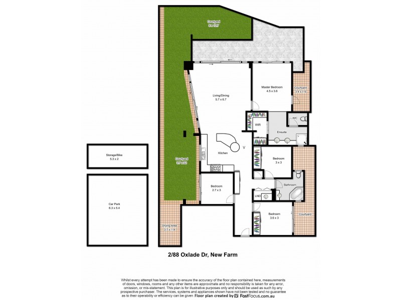 2/88 Oxlade Drive, New Farm QLD 4005 Floorplan