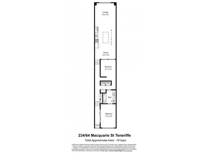234/64 Macquarie St, Teneriffe QLD 4005 Floorplan