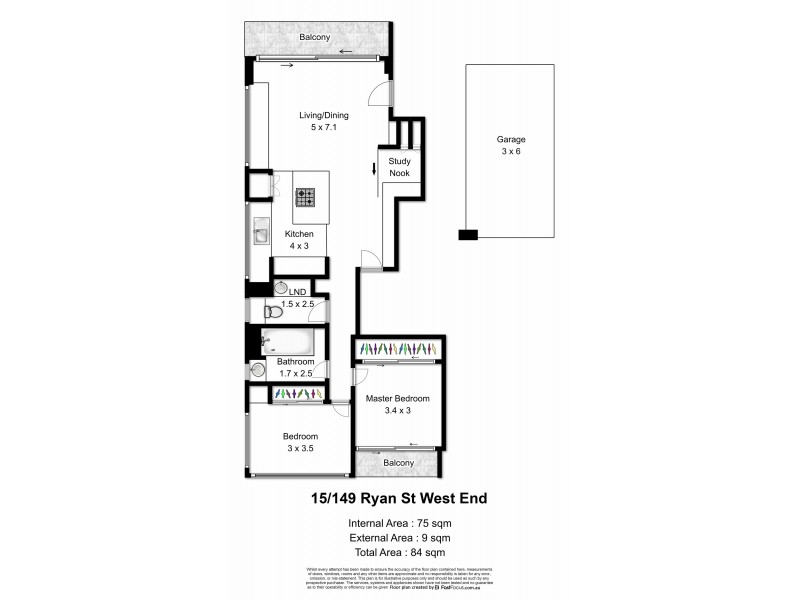 15/149 Ryan Street, West End QLD 4101 Floorplan