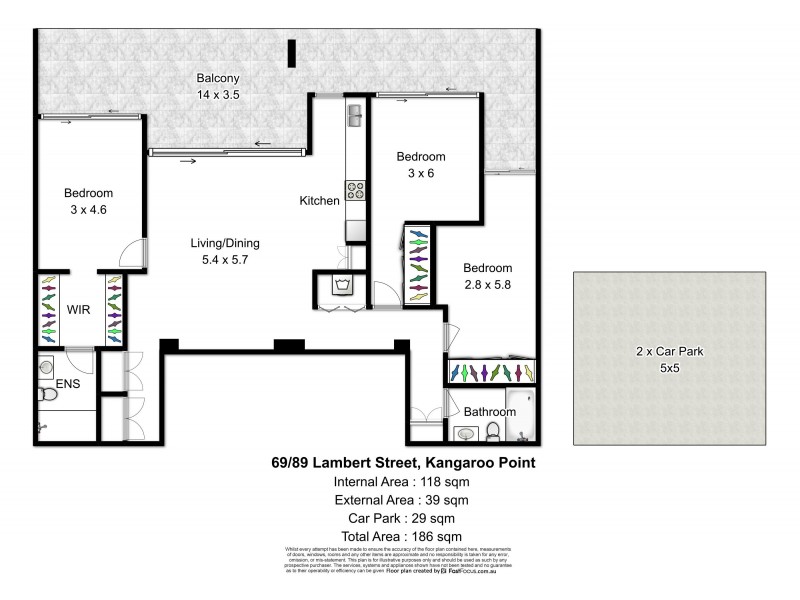 69/89 Lambert Street, Kangaroo Point QLD 4169 Floorplan