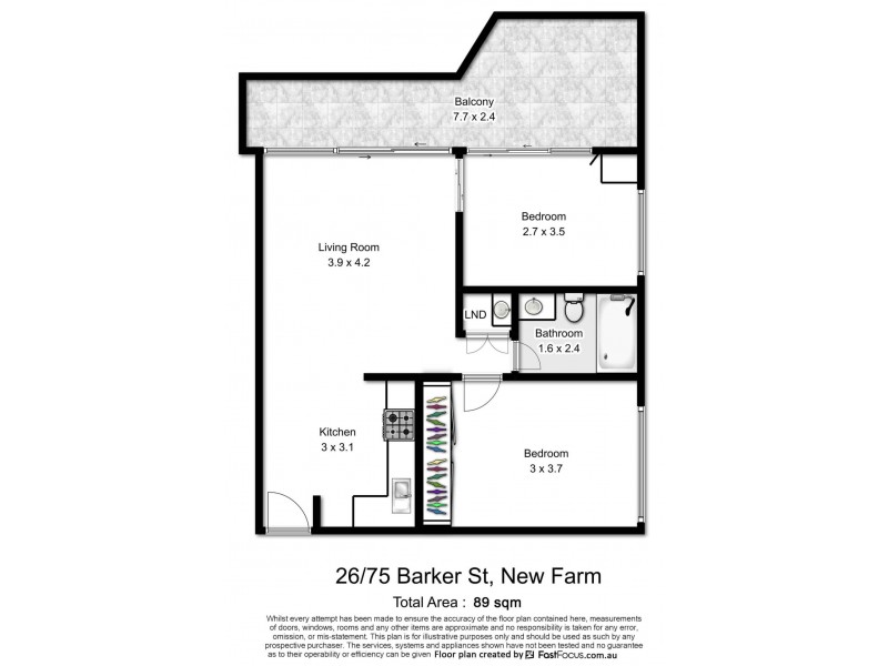 26/75 Barker Street, New Farm QLD 4005 Floorplan