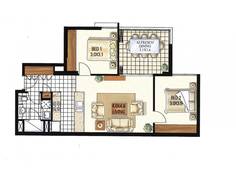 1303/128 Charlotte Street, Brisbane City QLD 4000 Floorplan