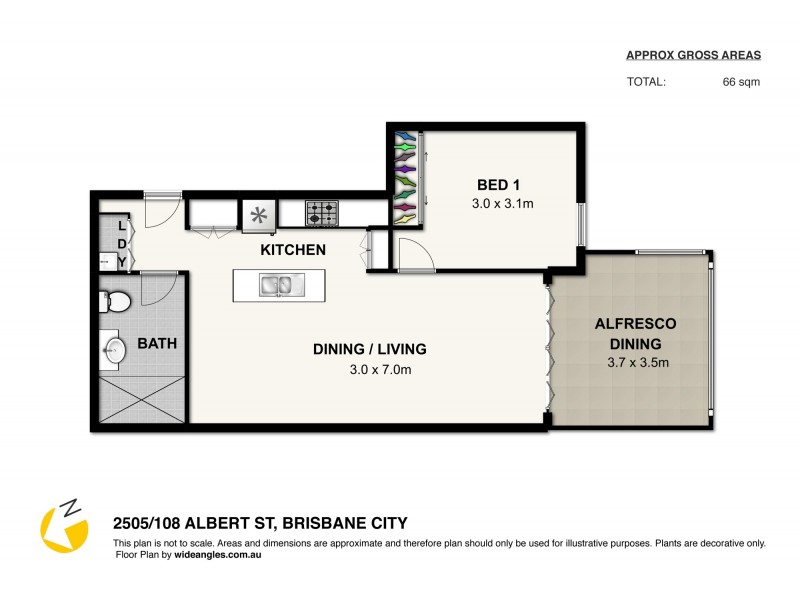 2505/108 Albert Street, Brisbane City QLD 4000 Floorplan