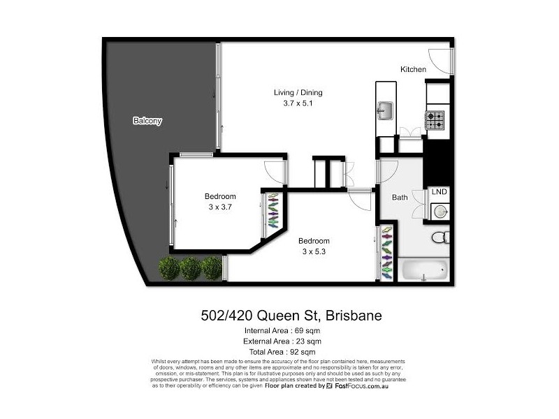 502/420 Queen Street, Brisbane City QLD 4000 Floorplan