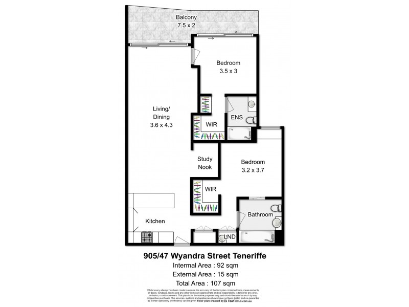 905/53 Wyandra Street, Teneriffe QLD 4005 Floorplan