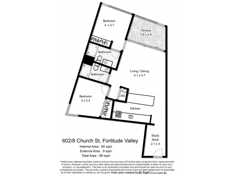 602/8 Church Street, Fortitude Valley QLD 4006 Floorplan