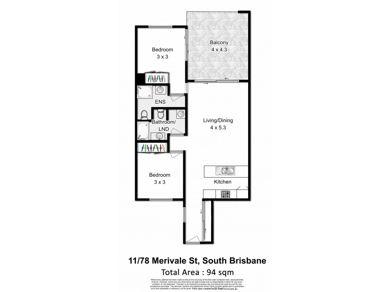 11/78 Merivale Street, South Brisbane QLD 4101 Floorplan