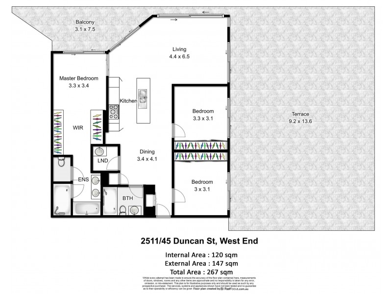 2511/45 Duncan Street, West End QLD 4101 Floorplan