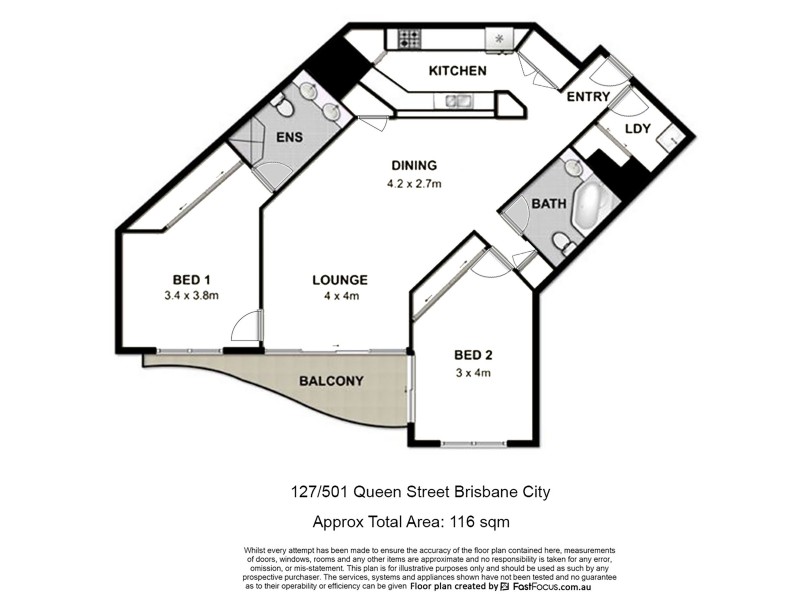 127/501 Queen Street, Brisbane City QLD 4000 Floorplan