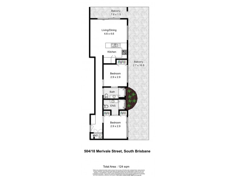 504/18 Merivale Street, South Brisbane QLD 4101 Floorplan