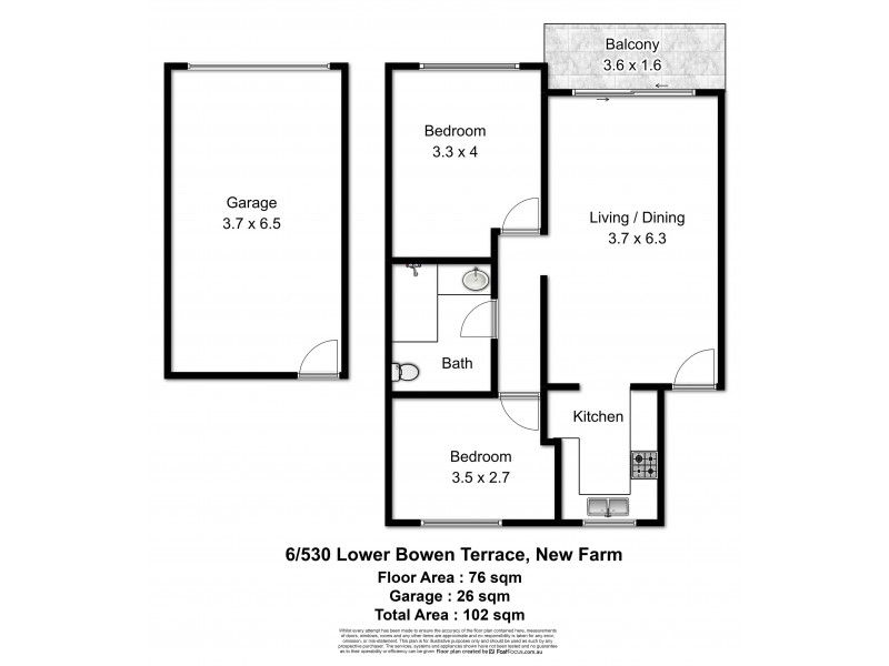 6/530 Lower Bowen Terrace, New Farm QLD 4005 Floorplan