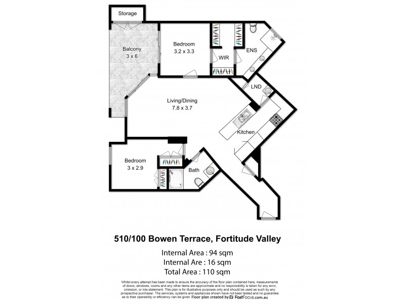 510/100 Bowen Terrace, Fortitude Valley QLD 4006 Floorplan