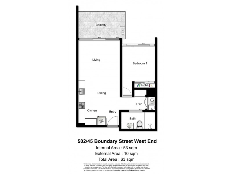502/45 Boundary Street, South Brisbane QLD 4101 Floorplan