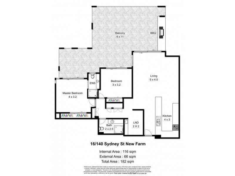 16/140 Sydney Street, New Farm QLD 4005 Floorplan