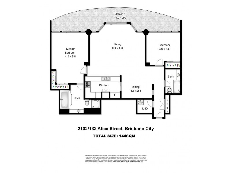 2102/132 Alice Street, Brisbane City QLD 4000 Floorplan