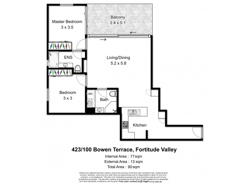423/100 Bowen Terrace, Fortitude Valley QLD 4006 Floorplan