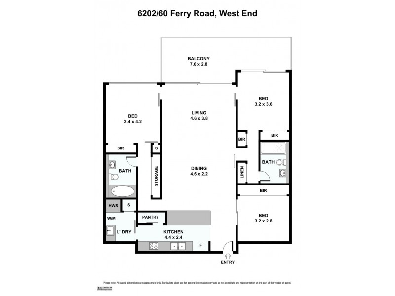 6202/60 Ferry Road, West End QLD 4101 Floorplan