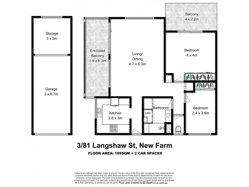3/81 Langshaw Street, New Farm QLD 4005 Floorplan