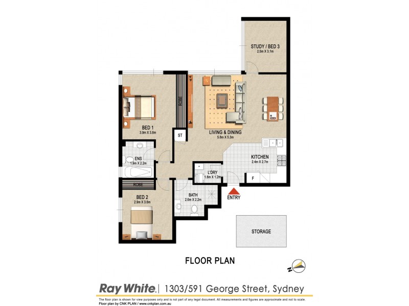 1303/591 George Street, Sydney NSW 2000 Floorplan