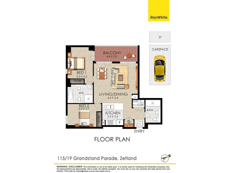 115/19 Grandstand Parade, Zetland NSW 2017 Floorplan