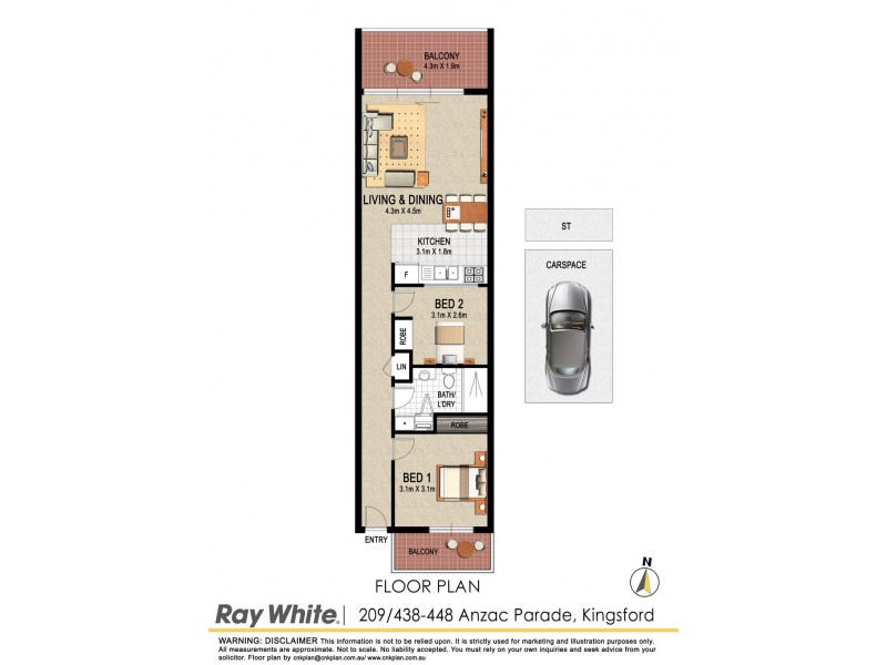209/438 Anzac Parade, Kingsford NSW 2032 Floorplan