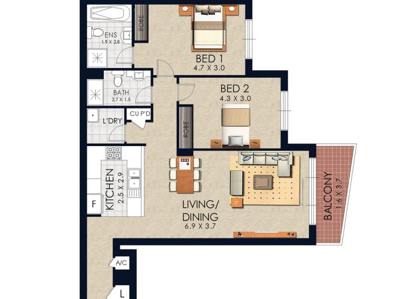 716/83-93 Dalmeny Avenue, Rosebery NSW 2018 Floorplan
