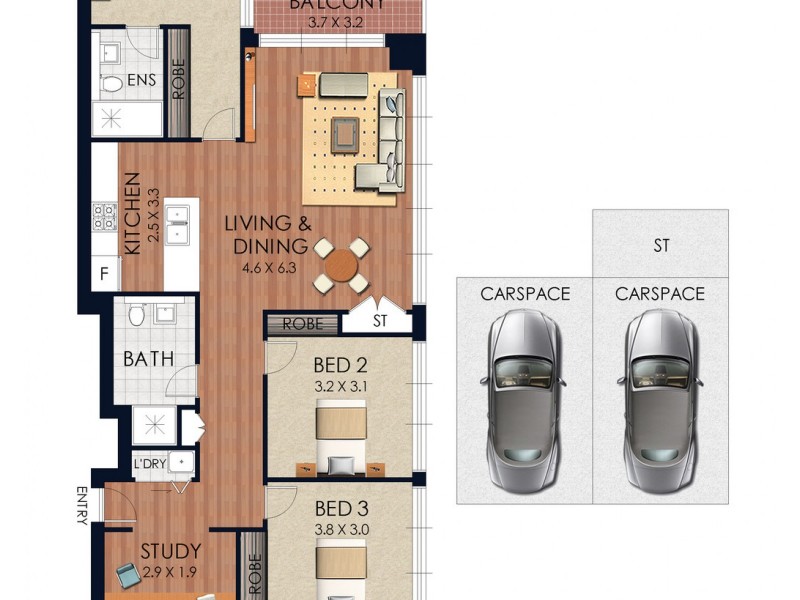 1601/16 Gadigal Avenue, Waterloo NSW 2017 Floorplan