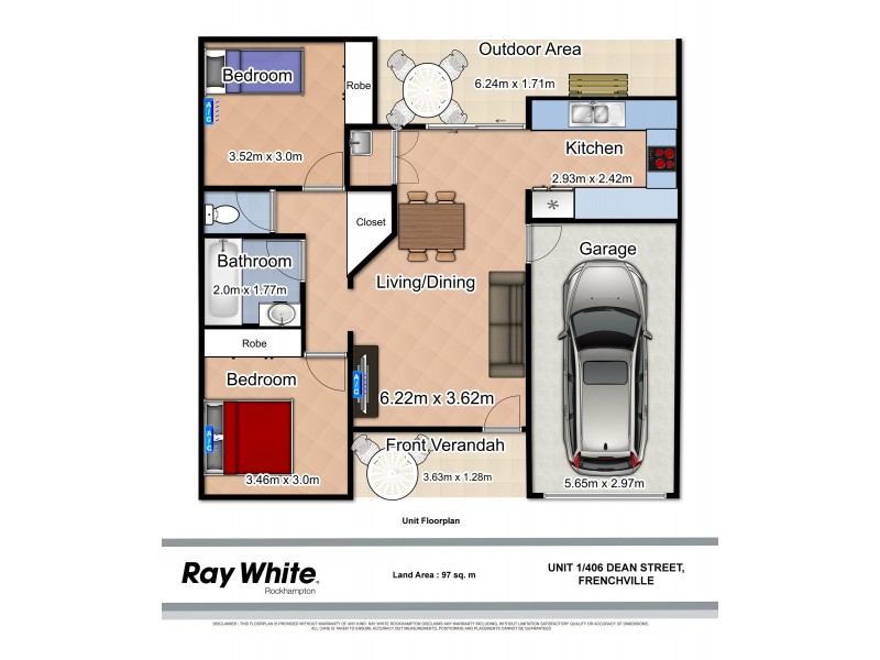 1/406 Dean Street, Frenchville QLD 4701 Floorplan