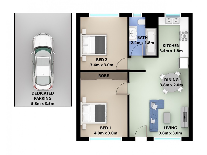 3/395 Crown Street, Wollongong NSW 2500 Floorplan