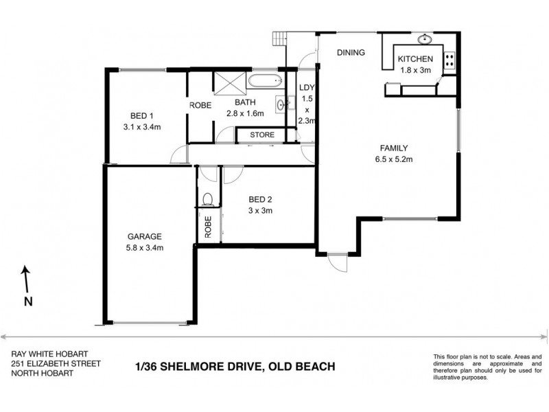 1/36 Shelmore Drive, Old Beach TAS 7017 Floorplan