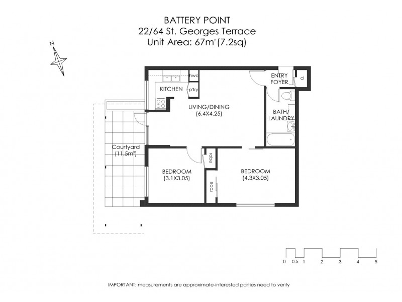 22/64 St Georges Terrace, Battery Point TAS 7004 Floorplan