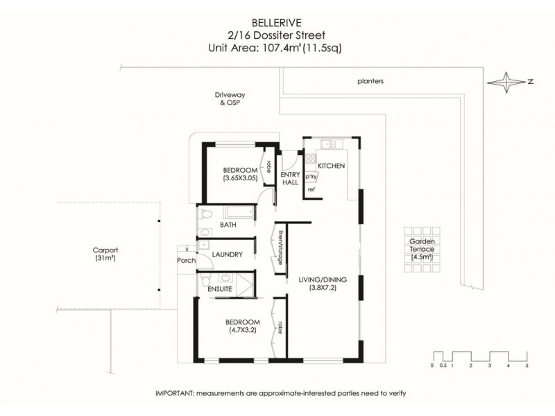 2/16 Dossiter Street, Bellerive TAS 7018 Floorplan