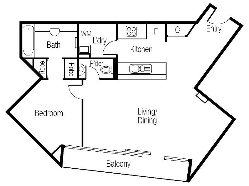 1606/83 Queensbridge Street, Southbank VIC 3006 Floorplan