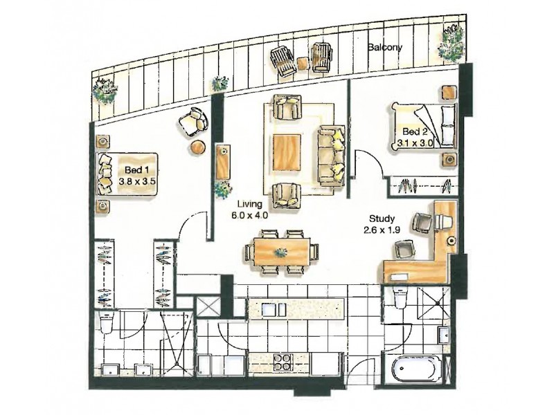 3203/100 Harbour Esplanade, Docklands VIC 3008 Floorplan
