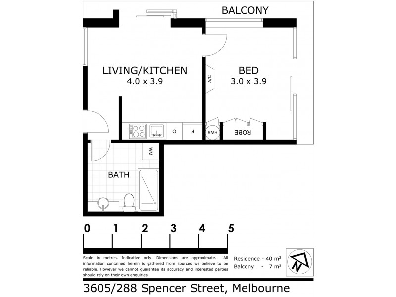 3605/288 Spencer Street, Melbourne VIC 3000 Floorplan