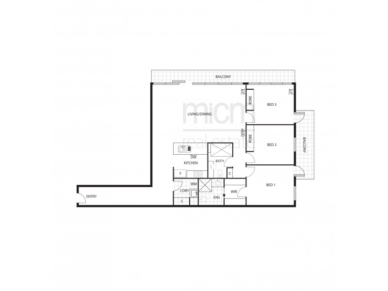 1906/83 Queensbridge Street, Southbank VIC 3006 Floorplan