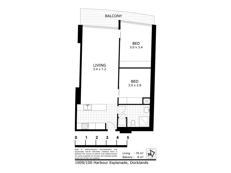 1009/100 Harbour Esplanade, Docklands VIC 3008 Floorplan