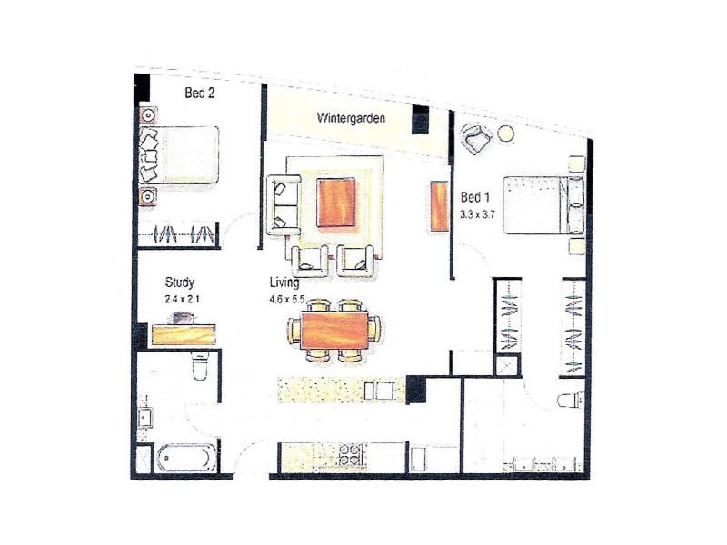 3703/100 Harbour Esplanade, Docklands VIC 3008 Floorplan