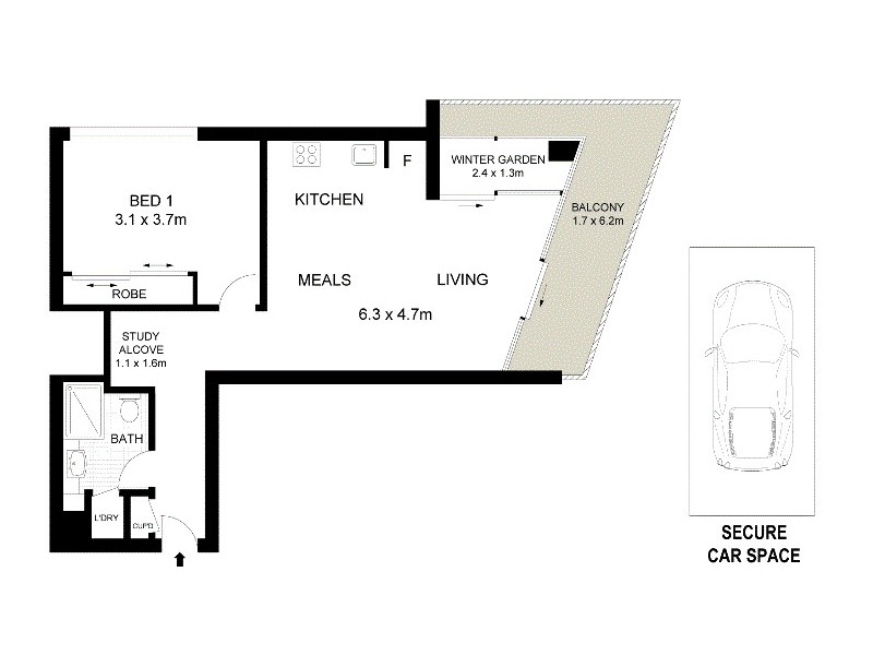 1713/100 Harbour Esplanade, Docklands VIC 3008 Floorplan