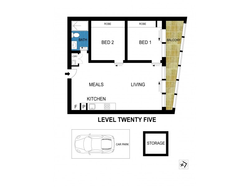 2504/35 Malcolm Street, South Yarra VIC 3141 Floorplan