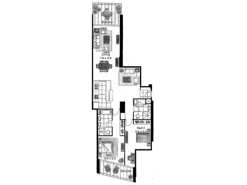 2107/100 Harbour Esplanade, Docklands VIC 3008 Floorplan