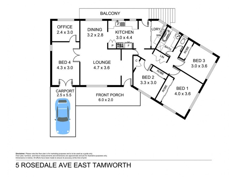 5 Rosedale Avenue, Tamworth NSW 2340 Floorplan